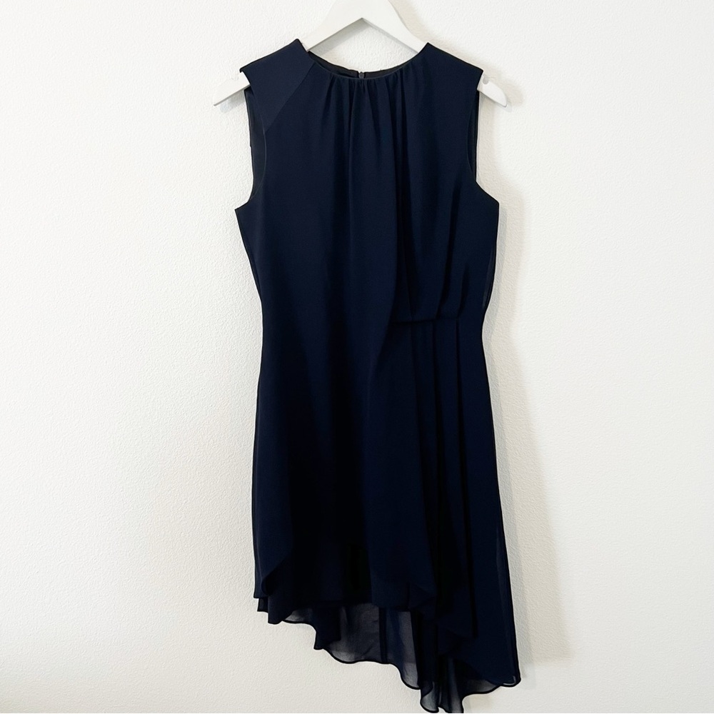 Antonio Melani Navy Asymmetrical Dress Sleeveless Cocktail Size 4